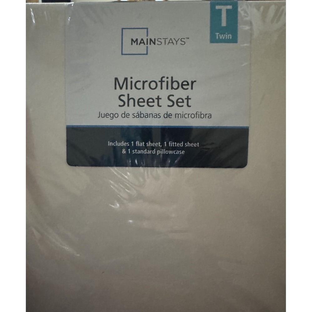 Mainstays Twin Microfiber Sheet Set 3pc Fresh Ivory New NIP Solid‎ Bedding